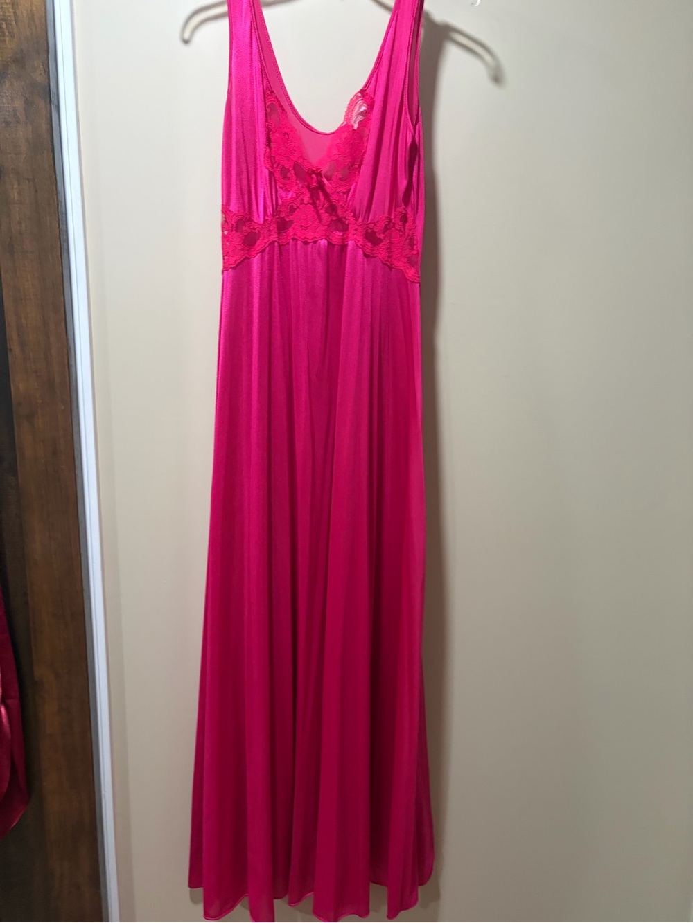 Adonna Hot Pink Lace-Trim Maxi Dress